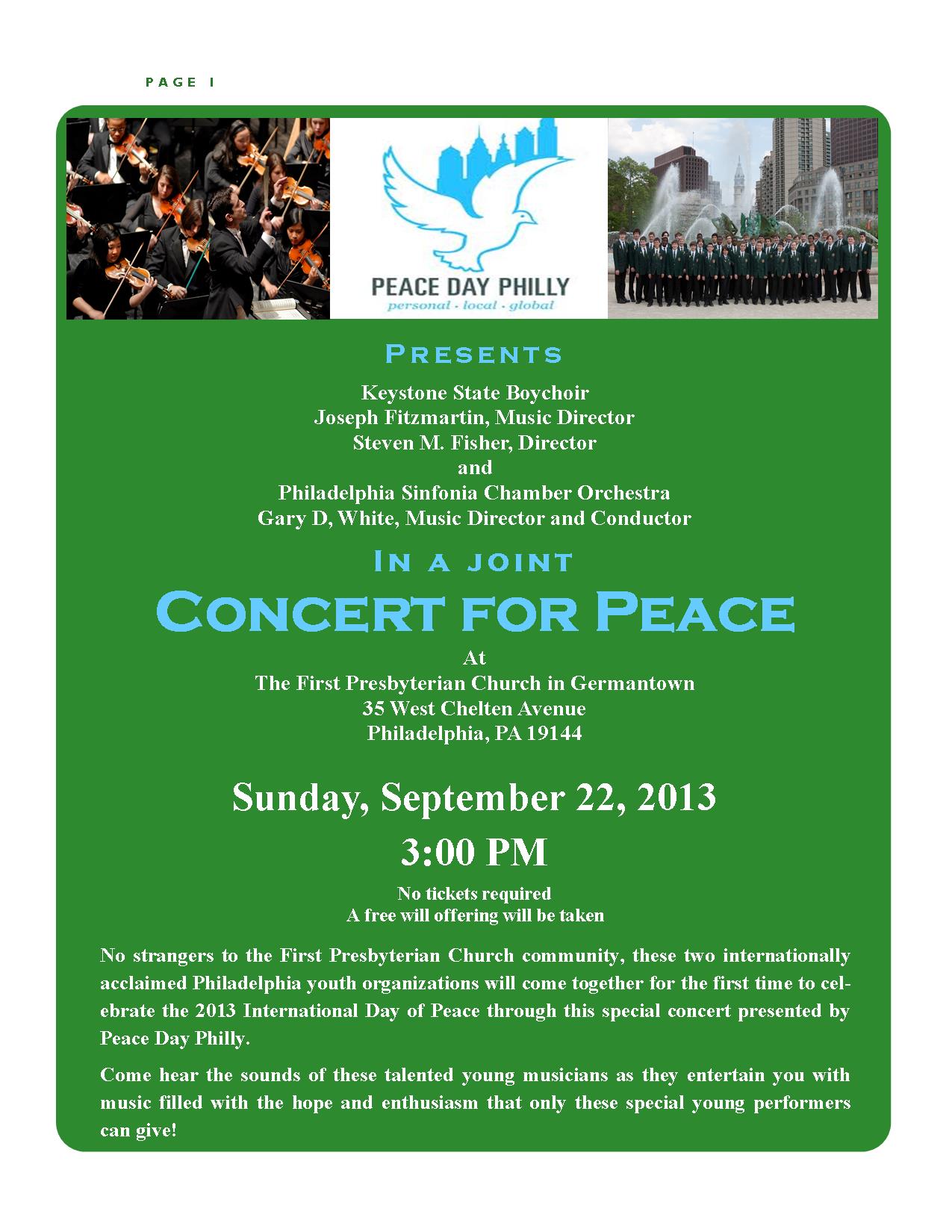 Concert for Peace First Presbyterian Church in Germantown